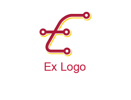 letter E made of tech wires logo