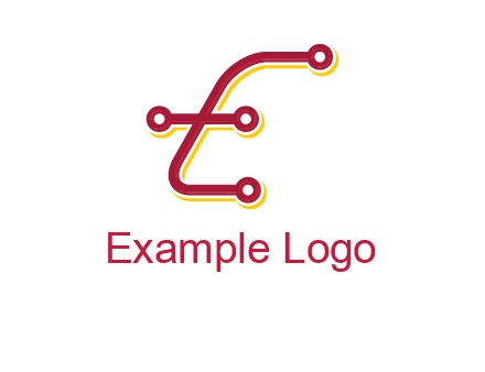 letter E made of tech wires logo