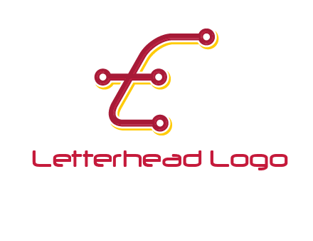 letter E made of tech wires logo