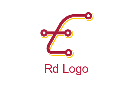 letter E made of tech wires logo