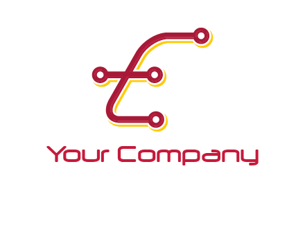 letter E made of tech wires logo