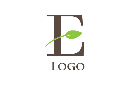 leaf inside letter E logo