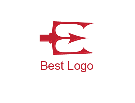 letter E incorporated with devil trident logo