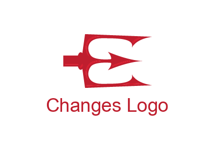 letter E incorporated with devil trident logo