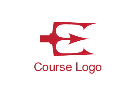 letter E incorporated with devil trident logo