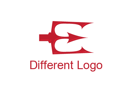 letter E incorporated with devil trident logo