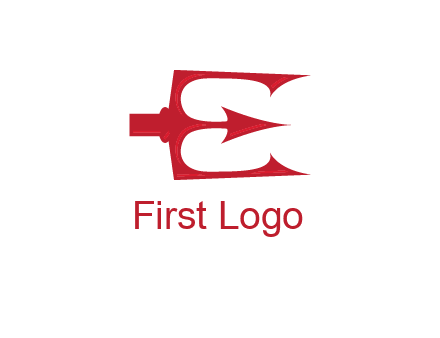 letter E incorporated with devil trident logo