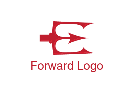 letter E incorporated with devil trident logo