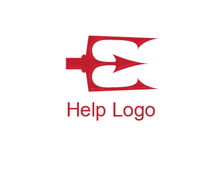 letter E incorporated with devil trident logo