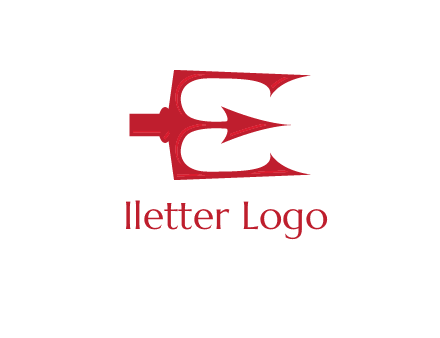 letter E incorporated with devil trident logo