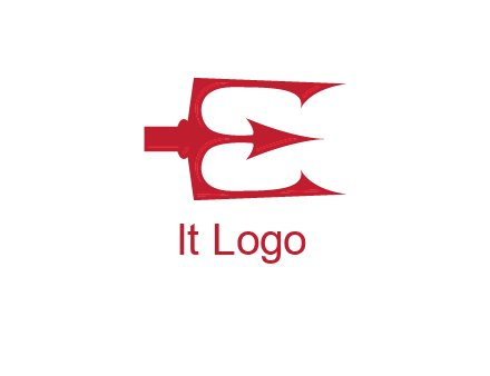 letter E incorporated with devil trident logo