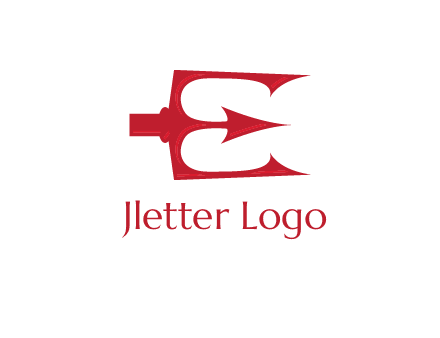 letter E incorporated with devil trident logo