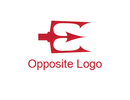 letter E incorporated with devil trident logo