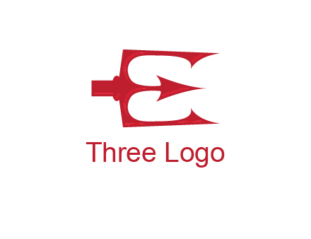 letter E incorporated with devil trident logo