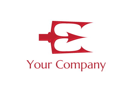letter E incorporated with devil trident logo