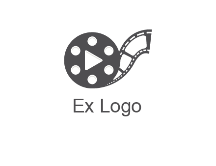 play button inside film reel logo