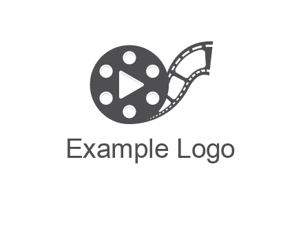 play button inside film reel logo