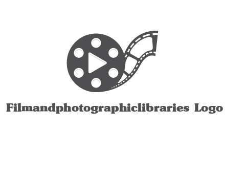 play button inside film reel logo