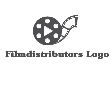 play button inside film reel logo