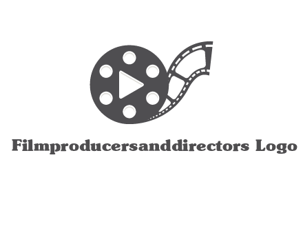 play button inside film reel logo