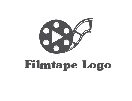 play button inside film reel logo