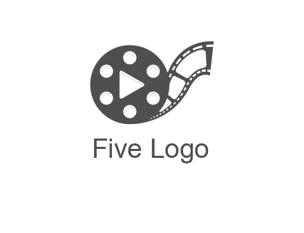 play button inside film reel logo