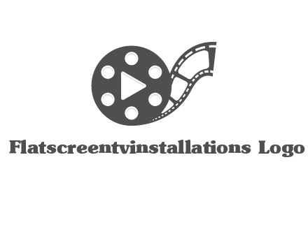 play button inside film reel logo