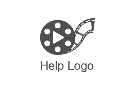 play button inside film reel logo
