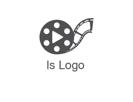 play button inside film reel logo