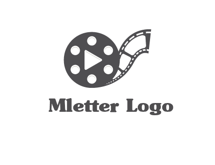 play button inside film reel logo