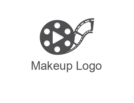 play button inside film reel logo