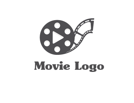 play button inside film reel logo
