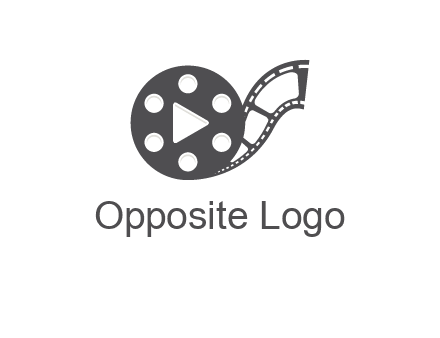 play button inside film reel logo