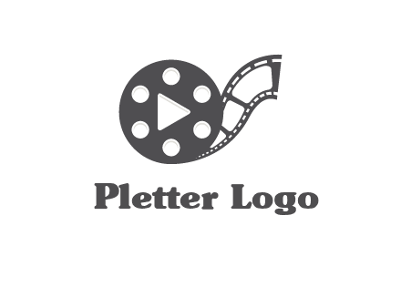 play button inside film reel logo