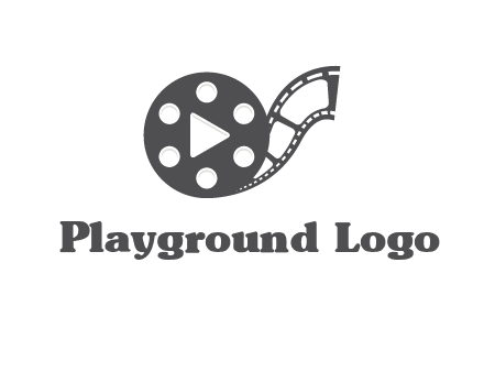 play button inside film reel logo