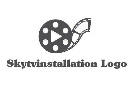 play button inside film reel logo
