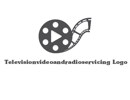 play button inside film reel logo