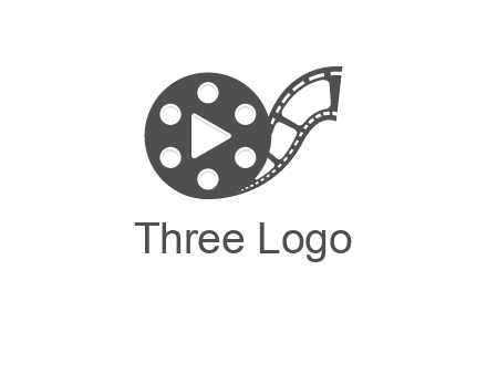 play button inside film reel logo