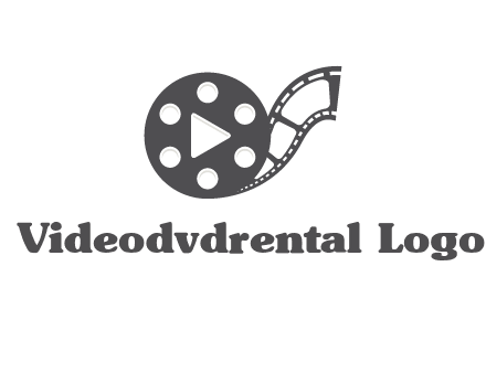 play button inside film reel logo