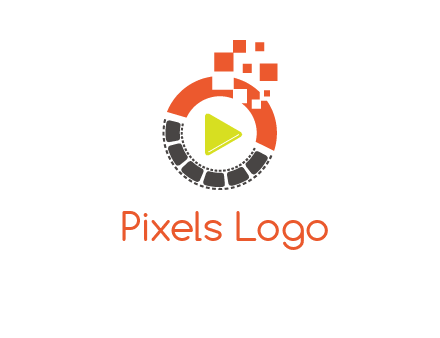 play button inside digital film reel logo