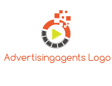 play button inside digital film reel logo