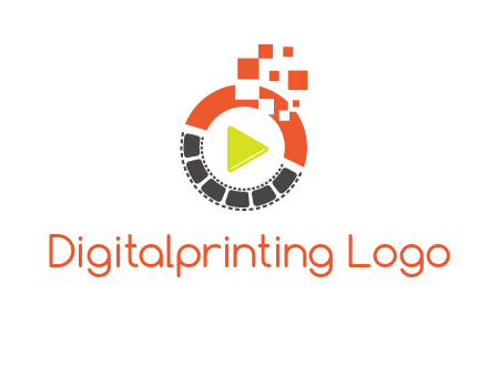 play button inside digital film reel logo