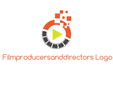 play button inside digital film reel logo