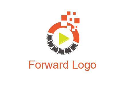 play button inside digital film reel logo