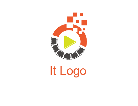 play button inside digital film reel logo
