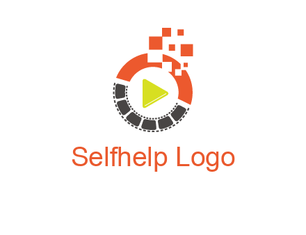 play button inside digital film reel logo