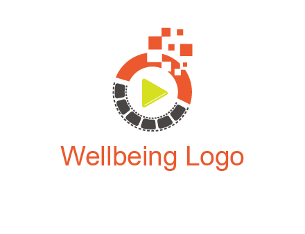 play button inside digital film reel logo