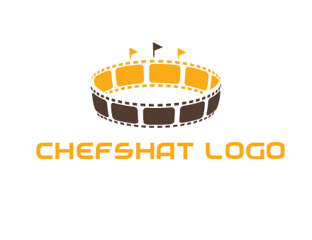 film reel incorporated with stadium logo