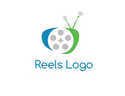 film reel incorporated with abstract television logo