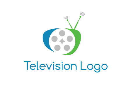 film reel incorporated with abstract television logo